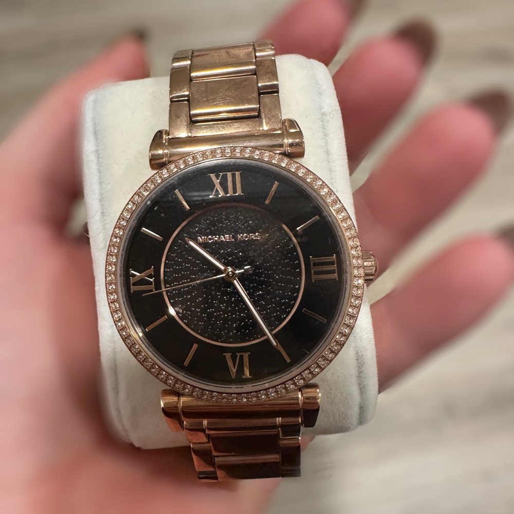 Michael Kors black & rose gold watch